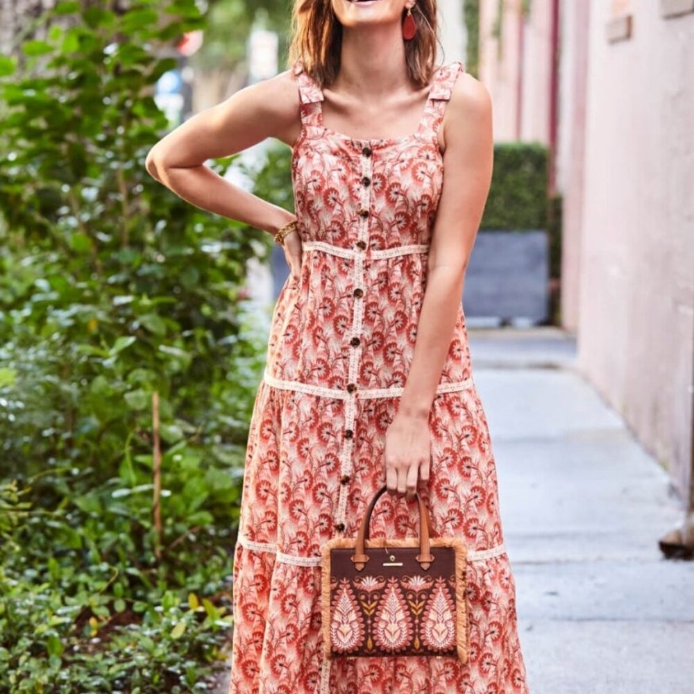 Spartina 449 Baylor Pink House Boho Floral Maxi Dress